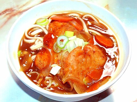 鶏屋さんのチキンカツアレンジ！カツカレーうどん♪